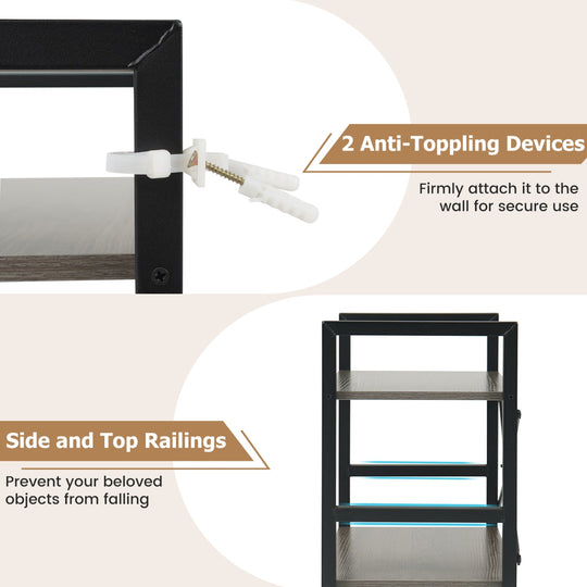 4-Tier Bookshelf Narrow Freestanding Display Shelf with Metal Frame