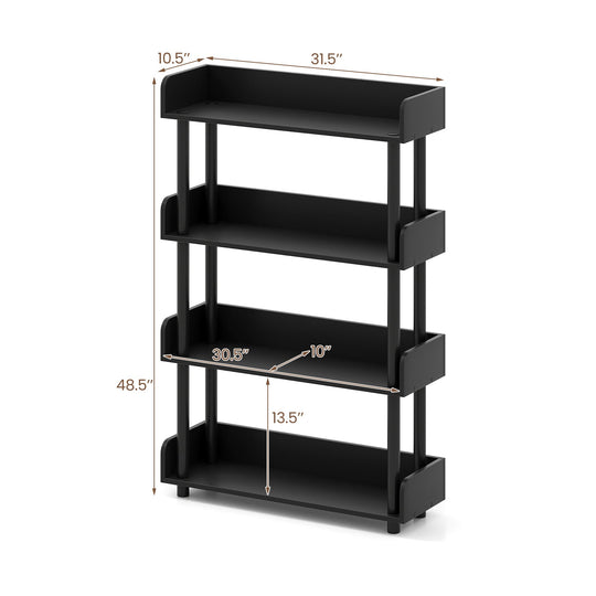 4-Tier Bookshelf Open Bookcase with Anti-Tipping Kit Industrial Storage Unit