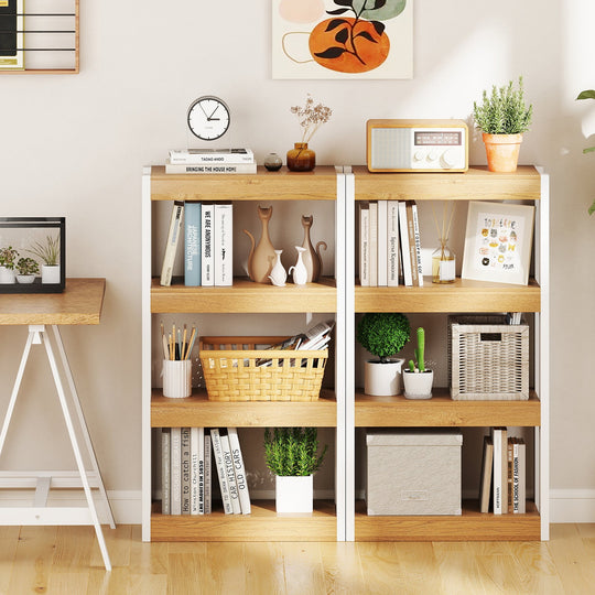 Bathroom Wall Cabinet with 2 Fluted Doors and Open Cube and Adjustable Shelf