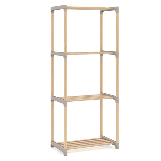 5-Tier Pine Wood Bookshelf with Open Shelves
