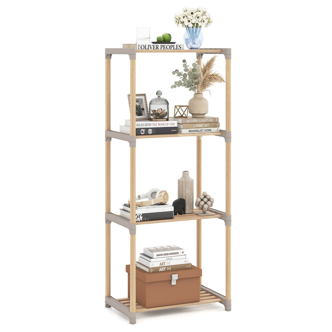 5-Tier Pine Wood Bookshelf with Open Shelves