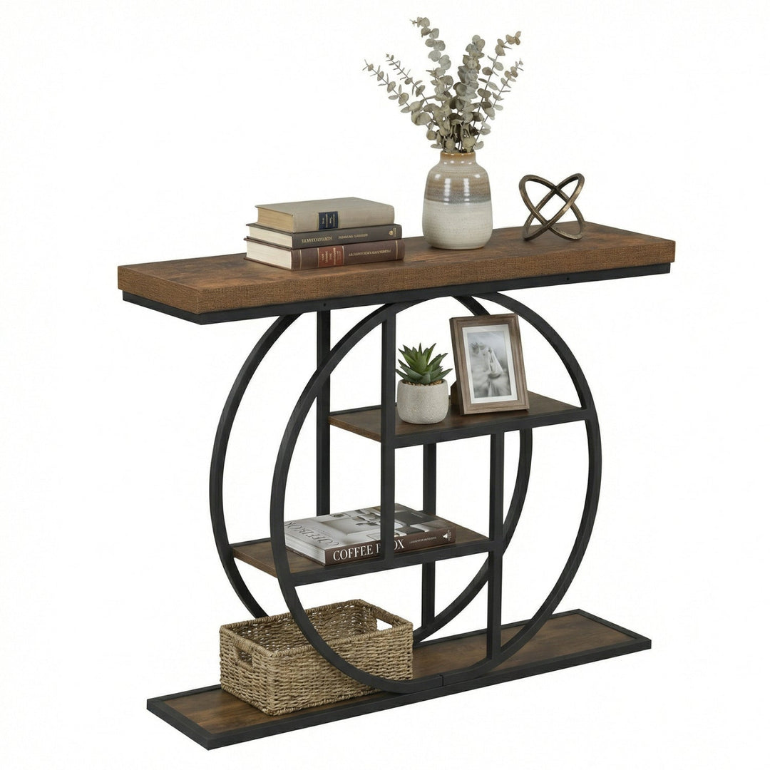 4-Tier Console Table 41 Inches Entryway Table with Storage Shelves