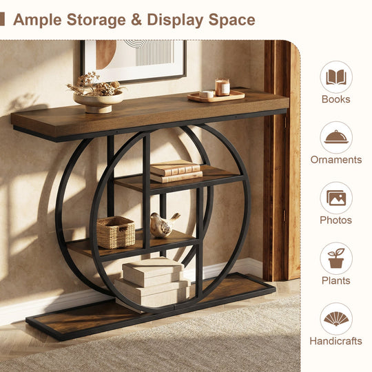 4-Tier Console Table 41 Inches Entryway Table with Storage Shelves