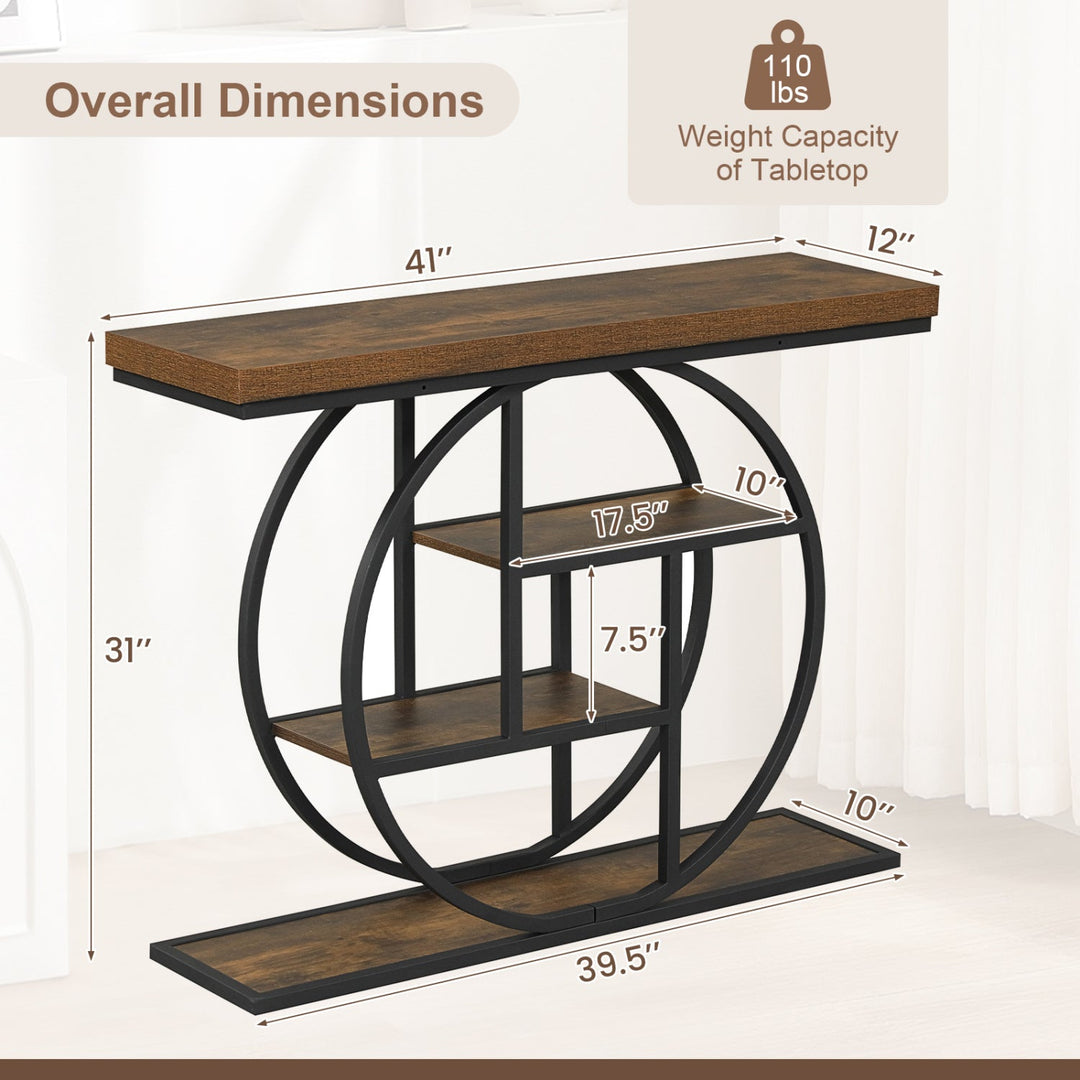 4-Tier Console Table 41 Inches Entryway Table with Storage Shelves