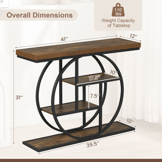 4-Tier Console Table 41 Inches Entryway Table with Storage Shelves