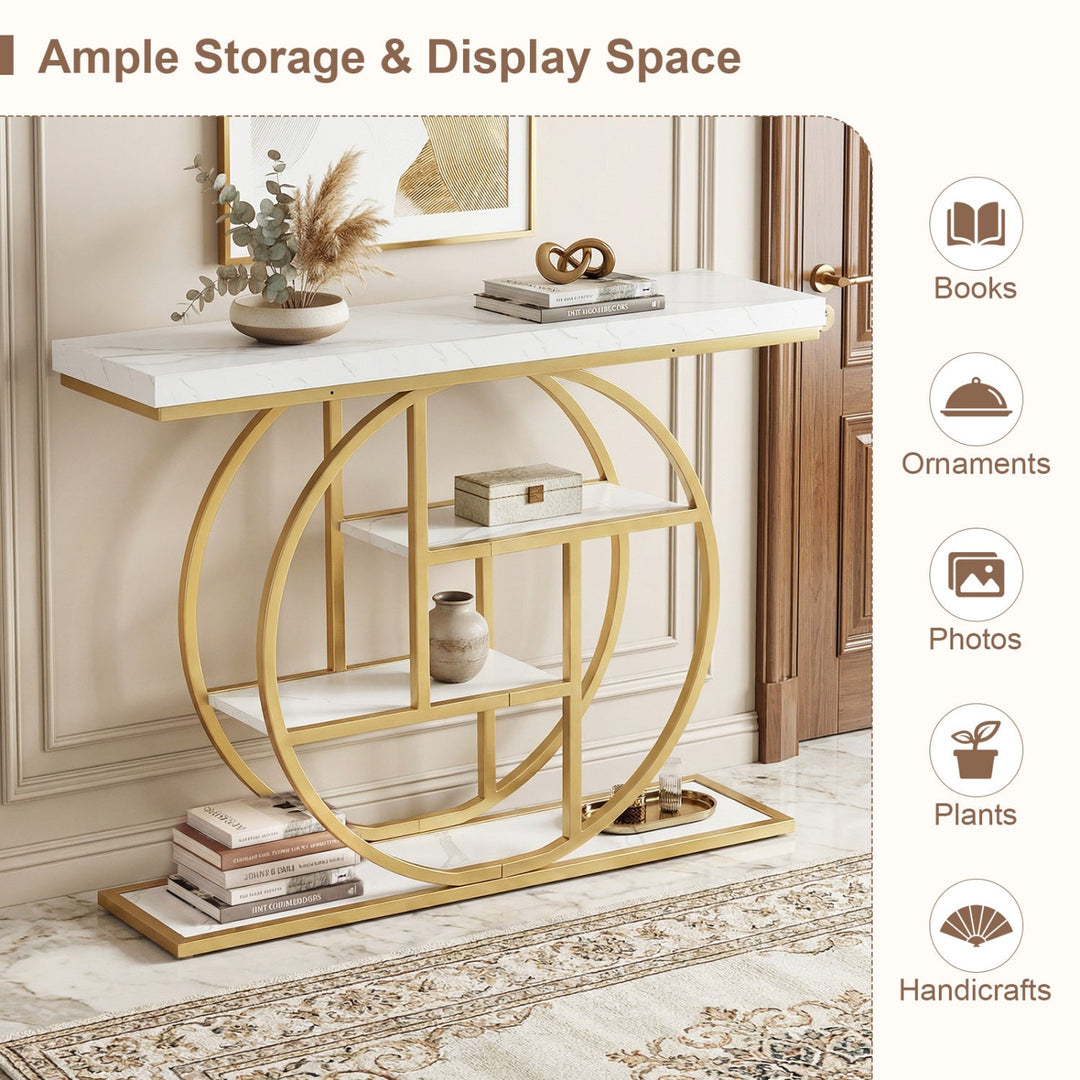 4-Tier Console Table 41 Inches Entryway Table with Storage Shelves