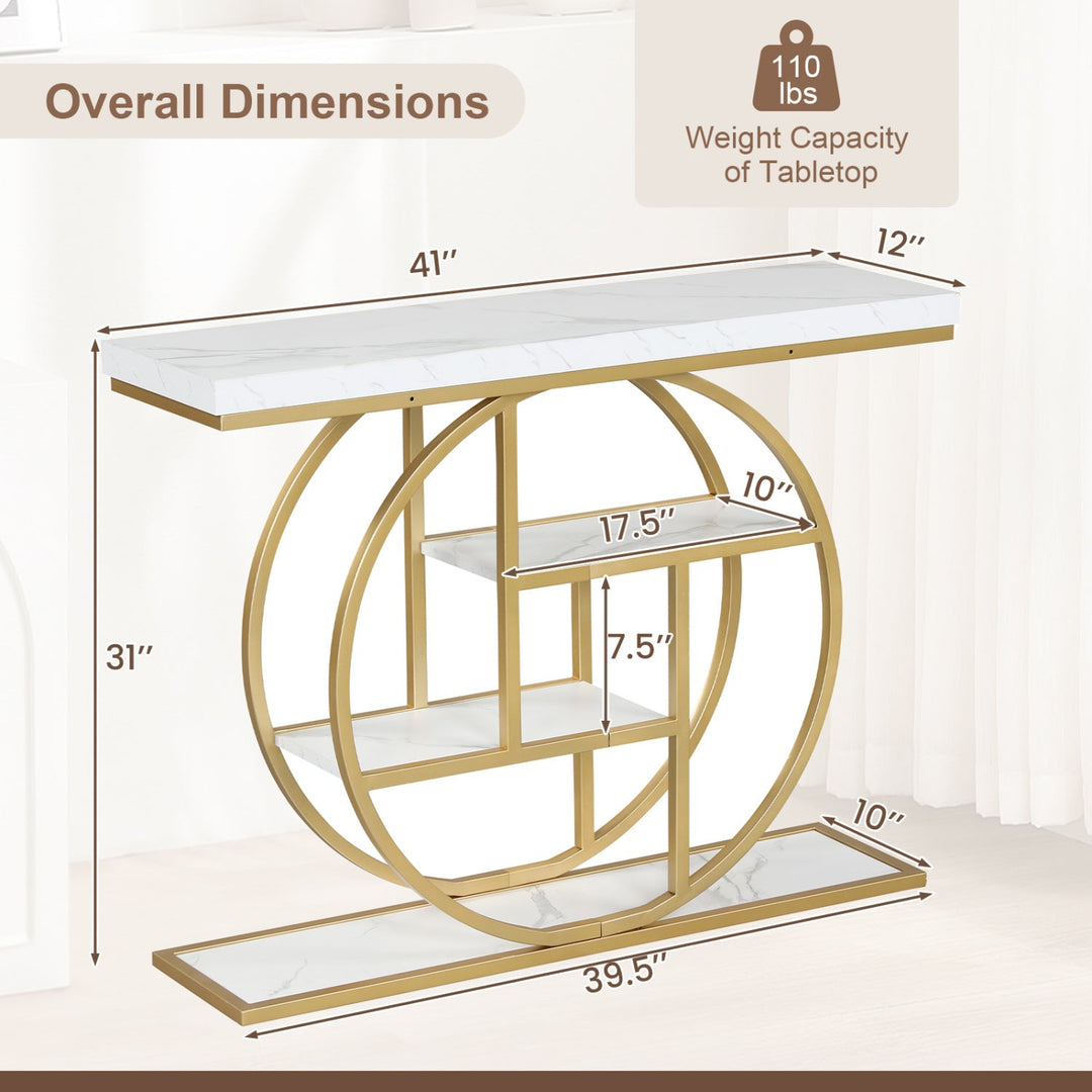 4-Tier Console Table 41 Inches Entryway Table with Storage Shelves