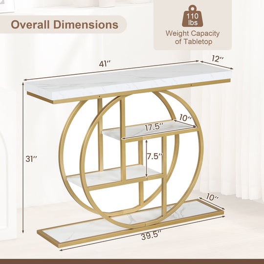 4-Tier Console Table 41 Inches Entryway Table with Storage Shelves