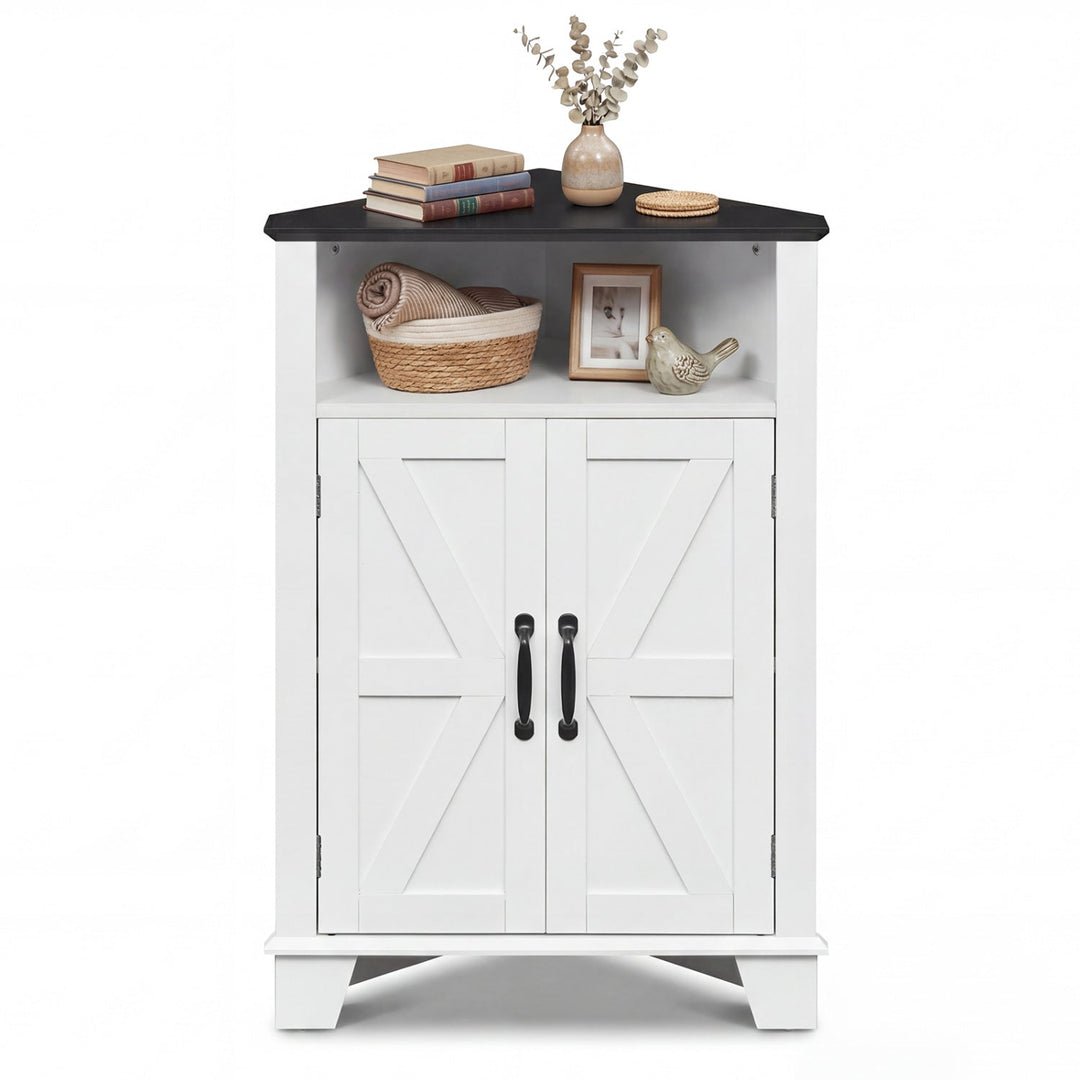 4-Tier Corner Storage Cabinet with Open Shelf