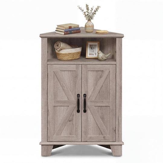 4-Tier Corner Storage Cabinet with Open Shelf