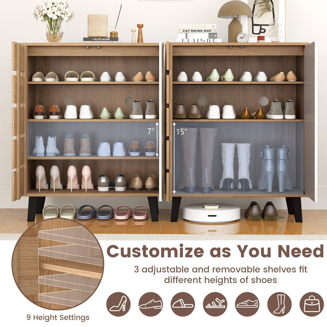 4-Tier Farmhouse Shoe Organizer with Louvered Door