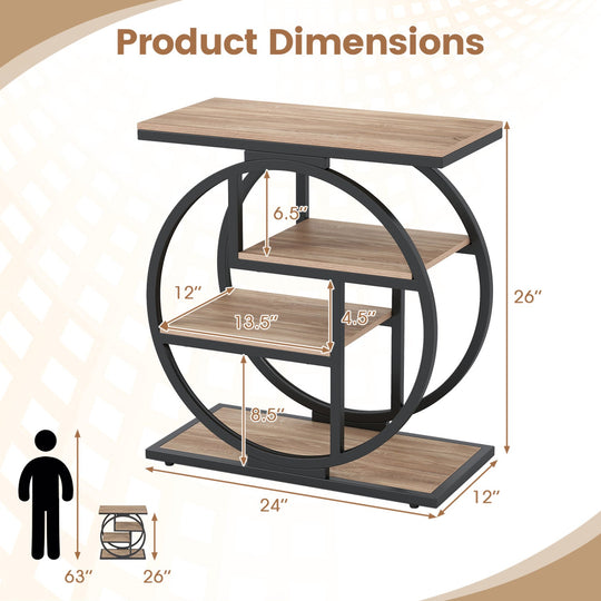 4-Tier Narrow End Table with Storage Shelves