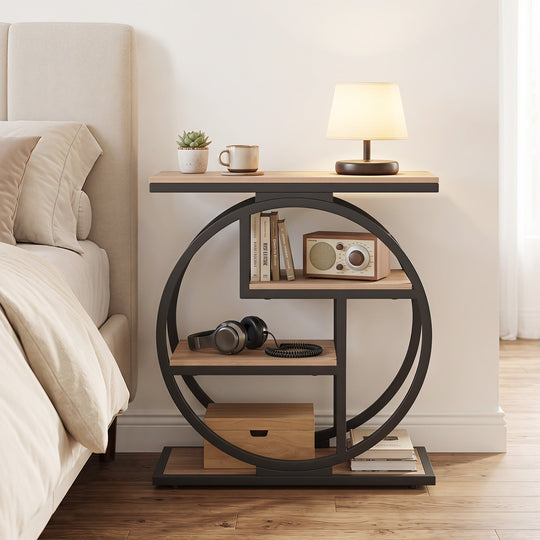 4-Tier Narrow End Table with Storage Shelves