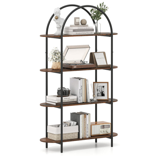 4-Tier Open Bookcase with Sturdy Metal Frame for Living Room