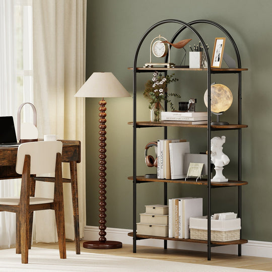 4-Tier Open Bookcase with Sturdy Metal Frame for Living Room
