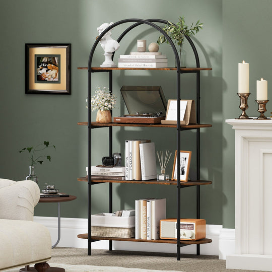 4-Tier Open Bookcase with Sturdy Metal Frame for Living Room