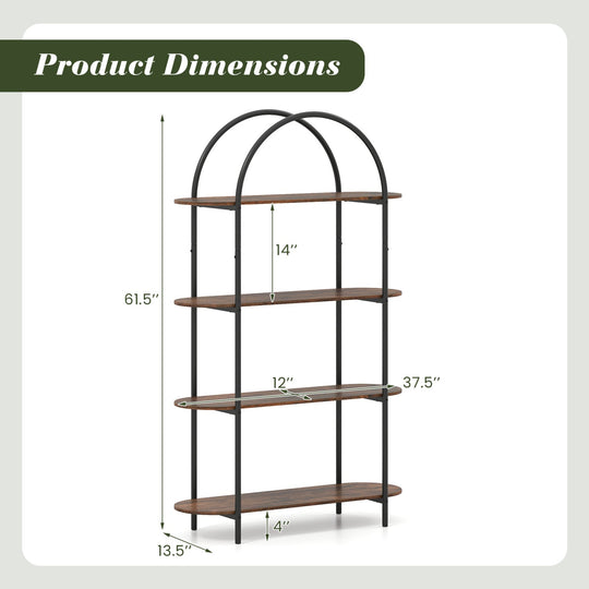 4-Tier Open Bookcase with Sturdy Metal Frame for Living Room