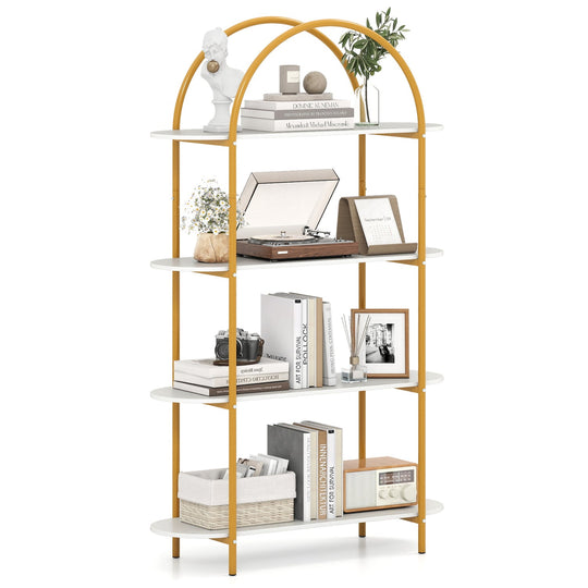 4-Tier Open Bookcase with Sturdy Metal Frame for Living Room