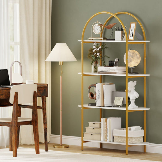 4-Tier Open Bookcase with Sturdy Metal Frame for Living Room