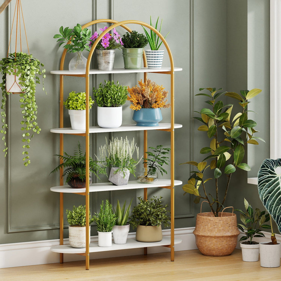 4-Tier Open Bookcase with Sturdy Metal Frame for Living Room