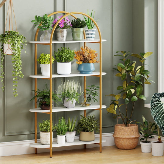 4-Tier Open Bookcase with Sturdy Metal Frame for Living Room
