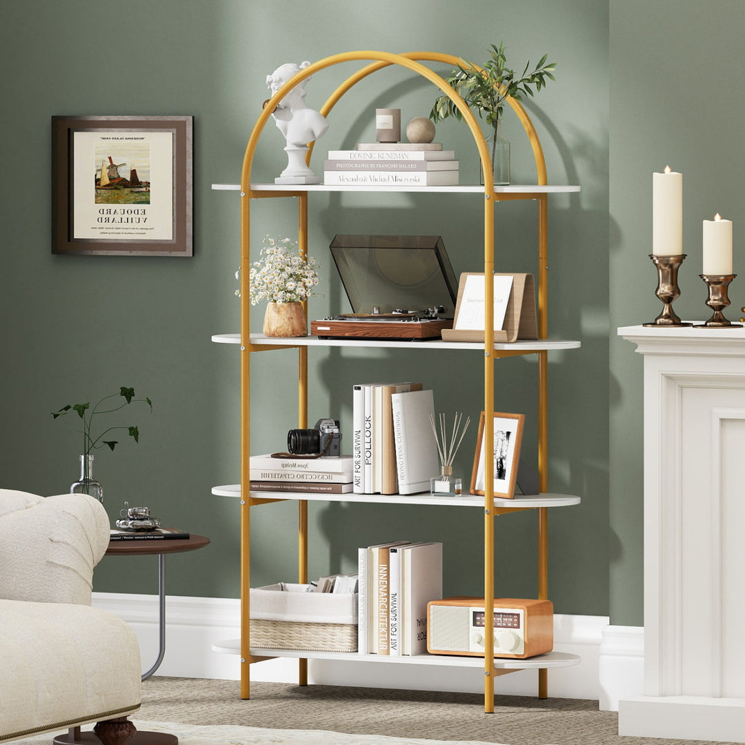 4-Tier Open Bookcase with Sturdy Metal Frame for Living Room