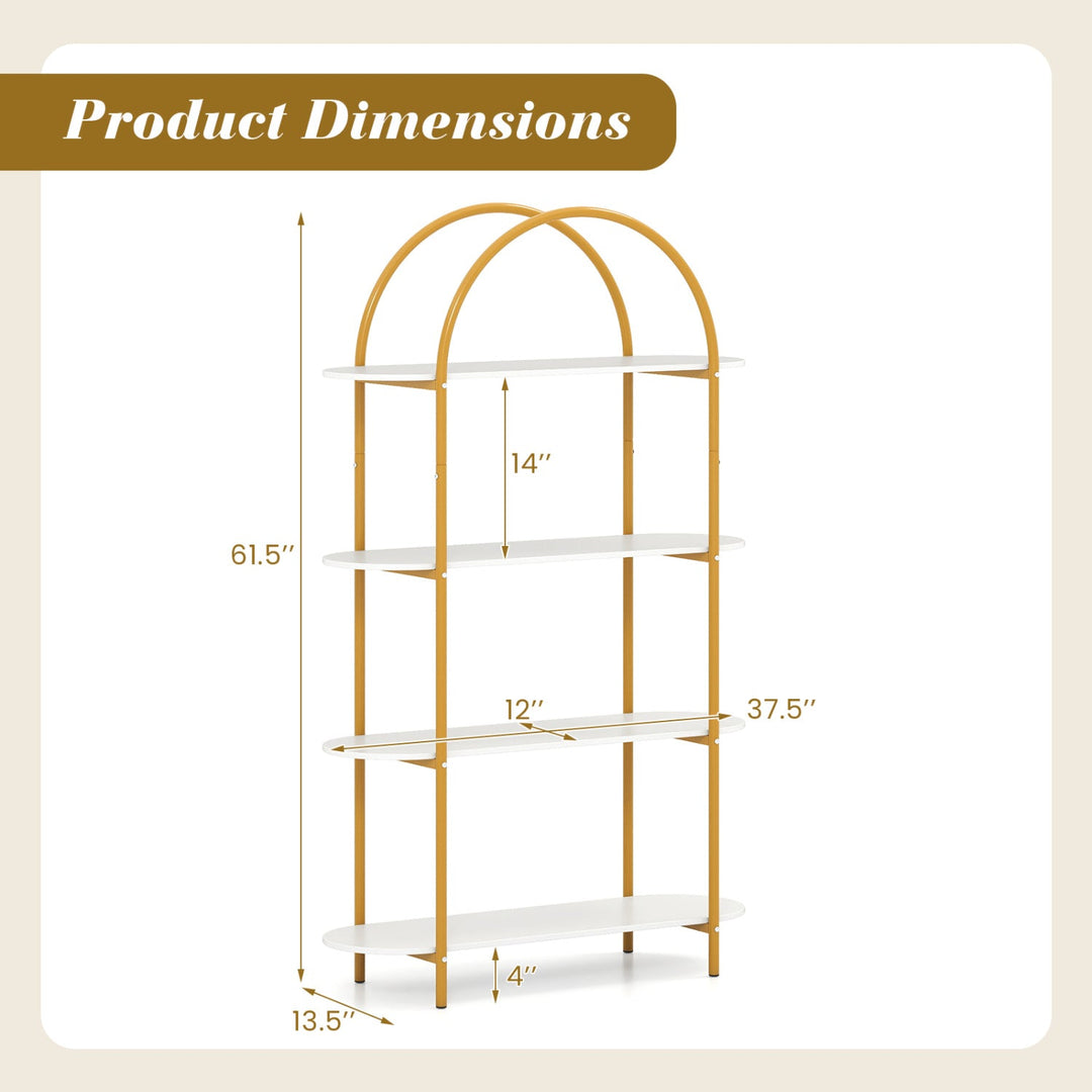 4-Tier Open Bookcase with Sturdy Metal Frame for Living Room