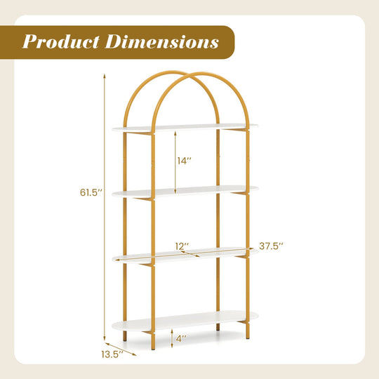 4-Tier Open Bookcase with Sturdy Metal Frame for Living Room