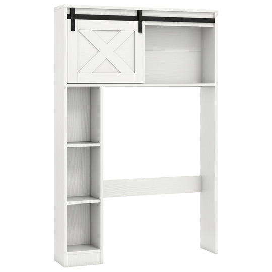 4-Tier Over The Toilet Storage Cabinet with Sliding Barn Door and Storage Shelves