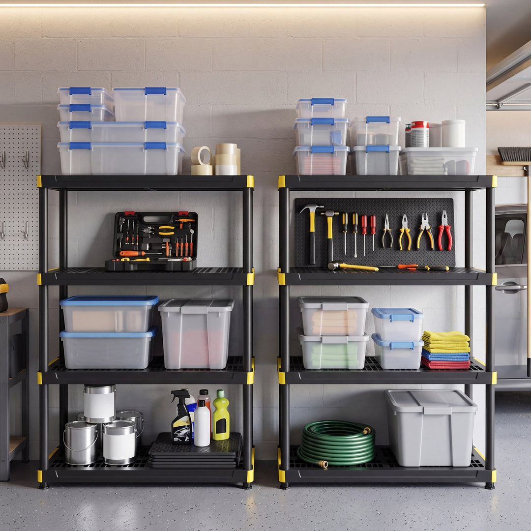 4-Tier Heavy-Duty Storage Shelf Set of 2 - Black