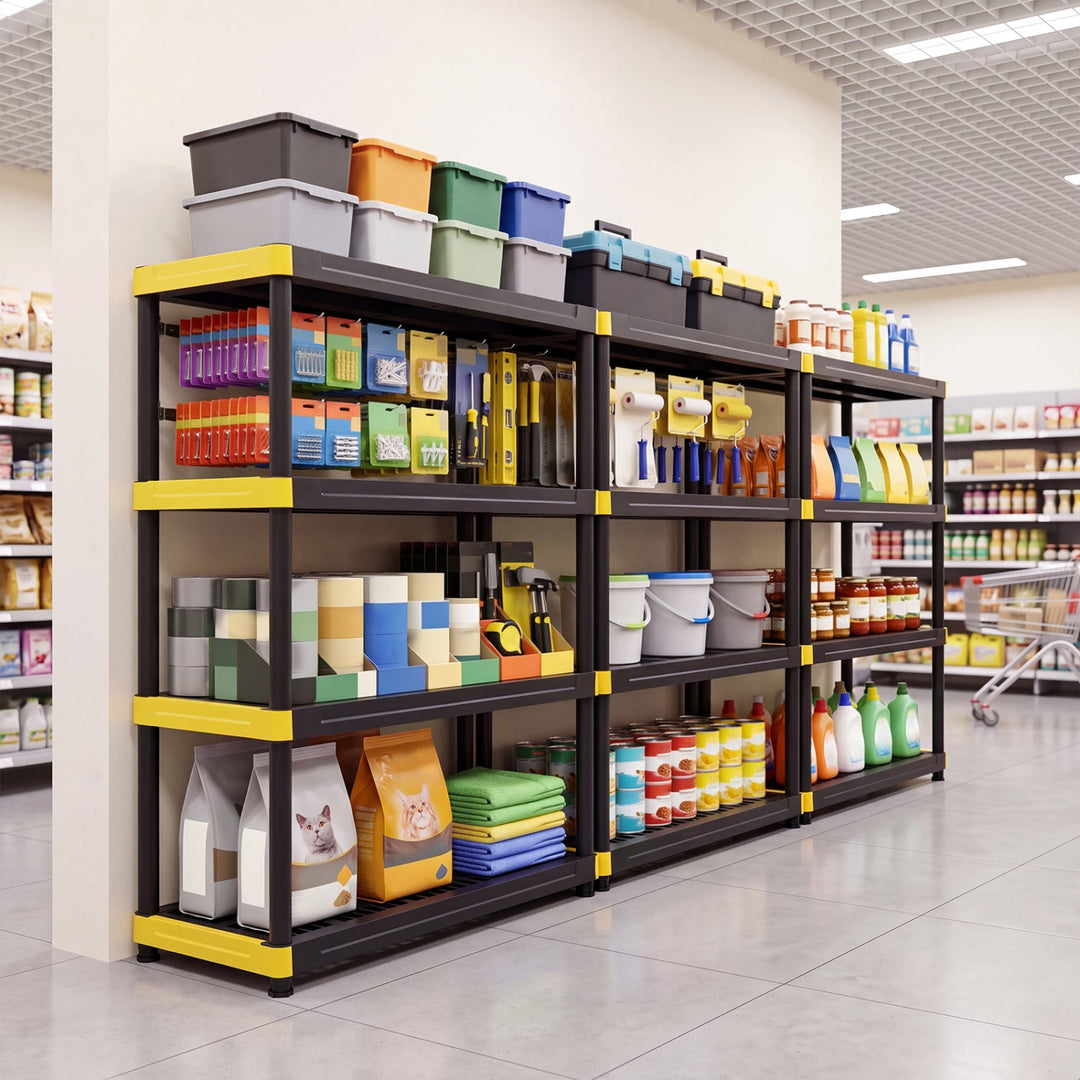 4-Tier Heavy-Duty Storage Shelf Set of 2 - Black