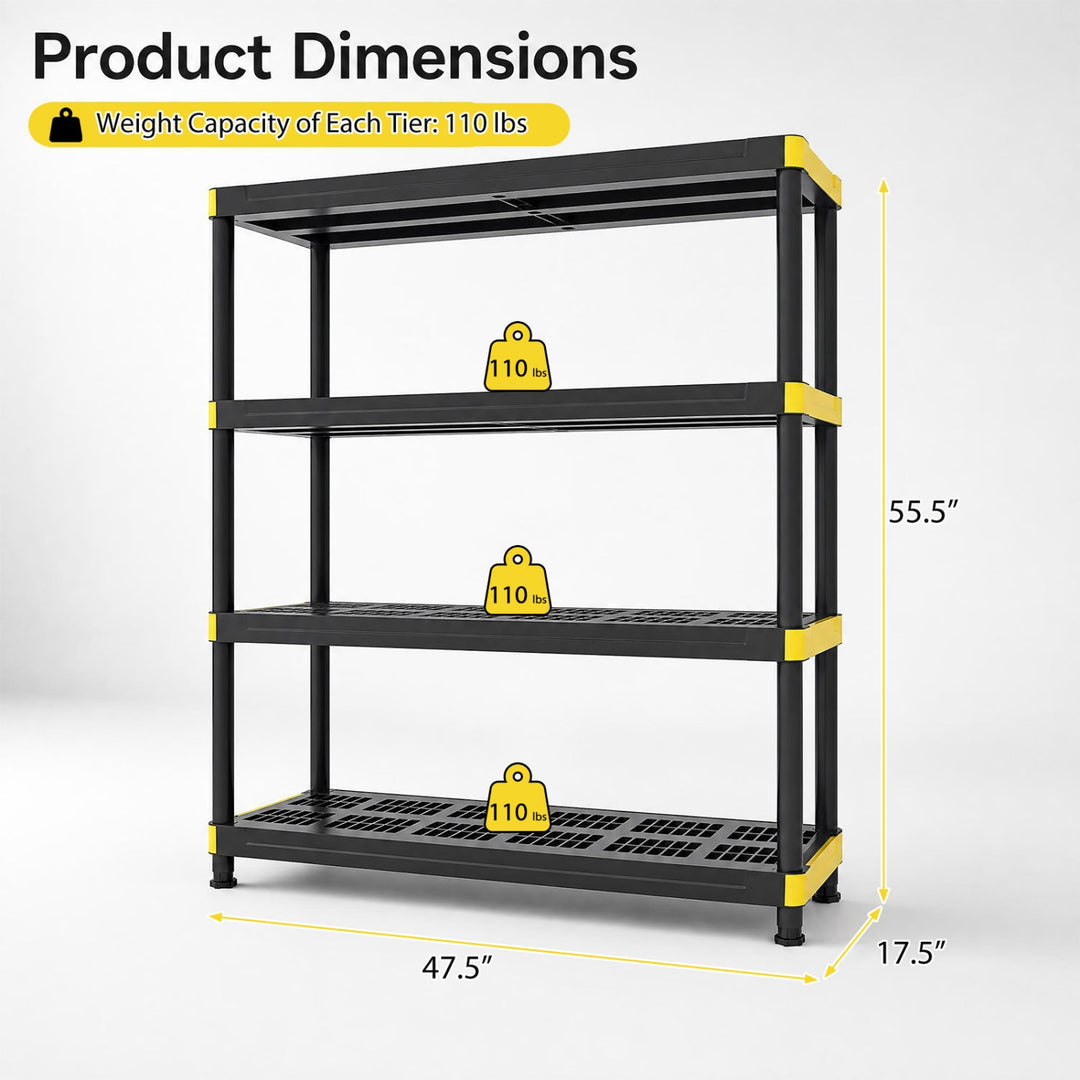 4-Tier Heavy-Duty Storage Shelf Set of 2 - Black
