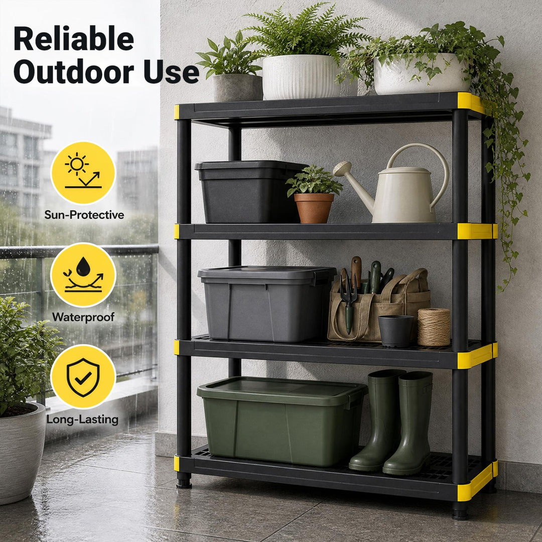 4-Tier Heavy-Duty Storage Shelf Set of 2 - Black