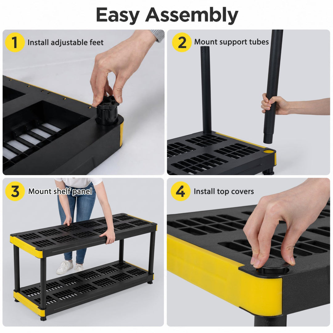 4-Tier Heavy-Duty Storage Shelf Set of 2 - Black