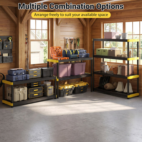 4-Tier Heavy-Duty Storage Shelf Set of 2 - Black