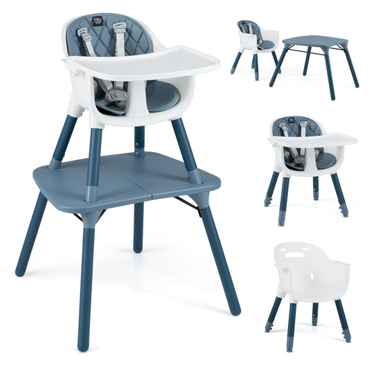 4-in-1 Baby Convertible Toddler Table Chair Set with PU Cushion