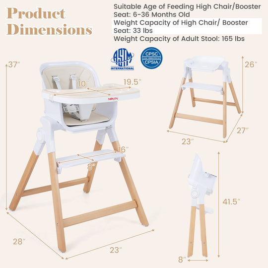 4-in-1 Convertible Baby High Chair with Adjustable Tray