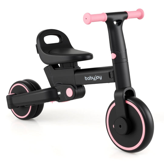 4-in-1 Foldable Toddler Tricycle with Push Handle with Adjustable Seat