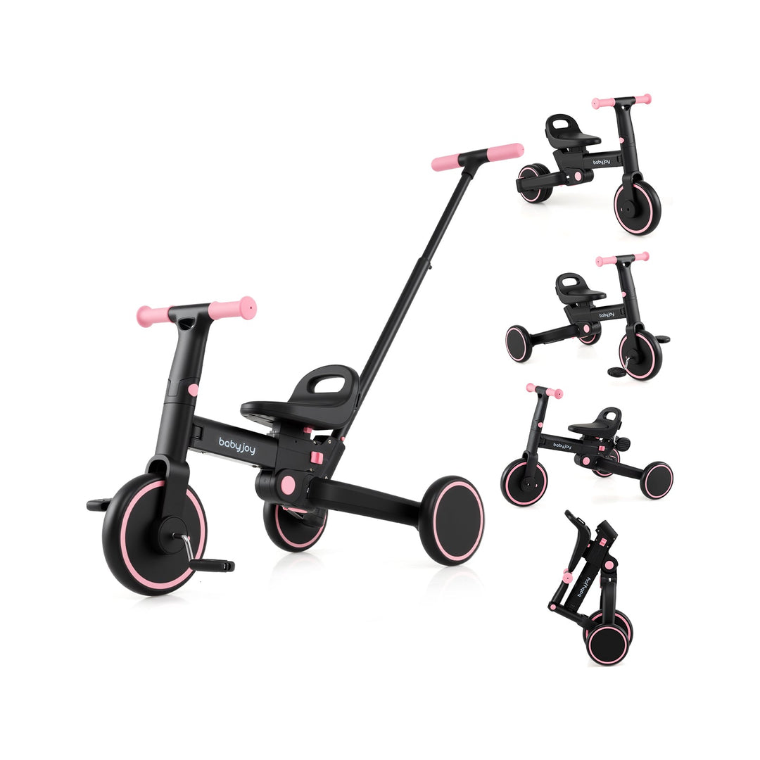 4-in-1 Foldable Toddler Tricycle with Push Handle with Adjustable Seat