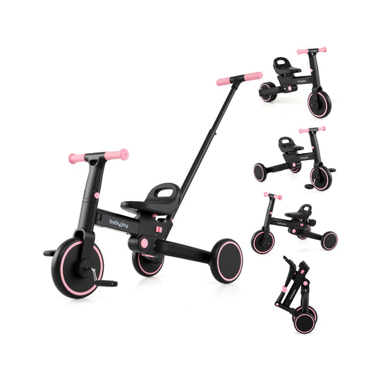 4-in-1 Foldable Toddler Tricycle with Push Handle with Adjustable Seat