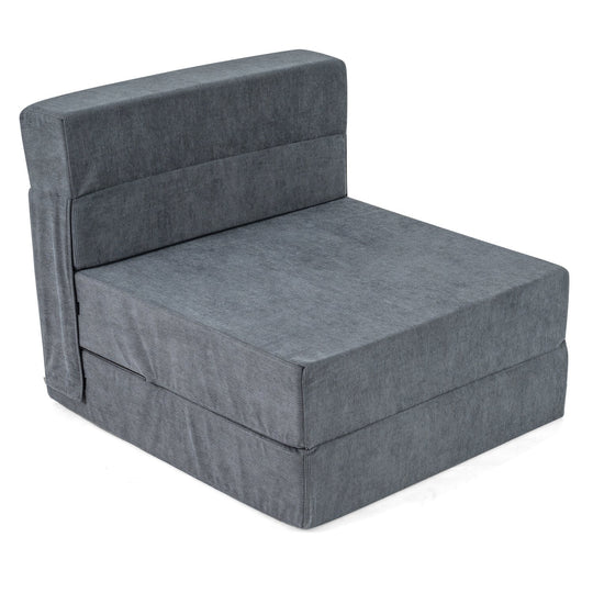 4-in-1 Folding Sofa Bed with Corduroy Cover and Smooth Zipper for Living Room