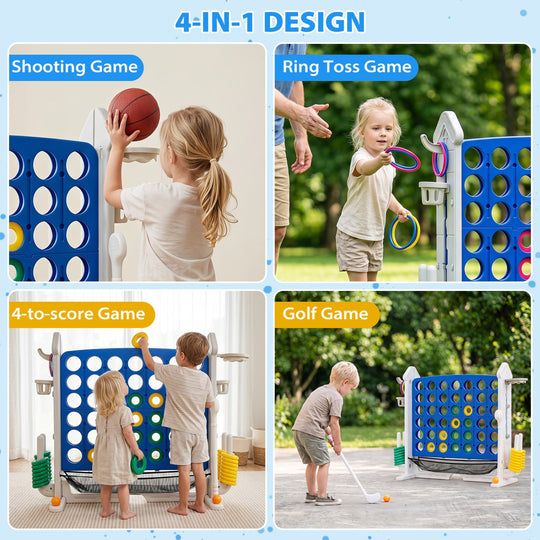 4-in-1 Adjustable Height Connect Game with Carry Bag