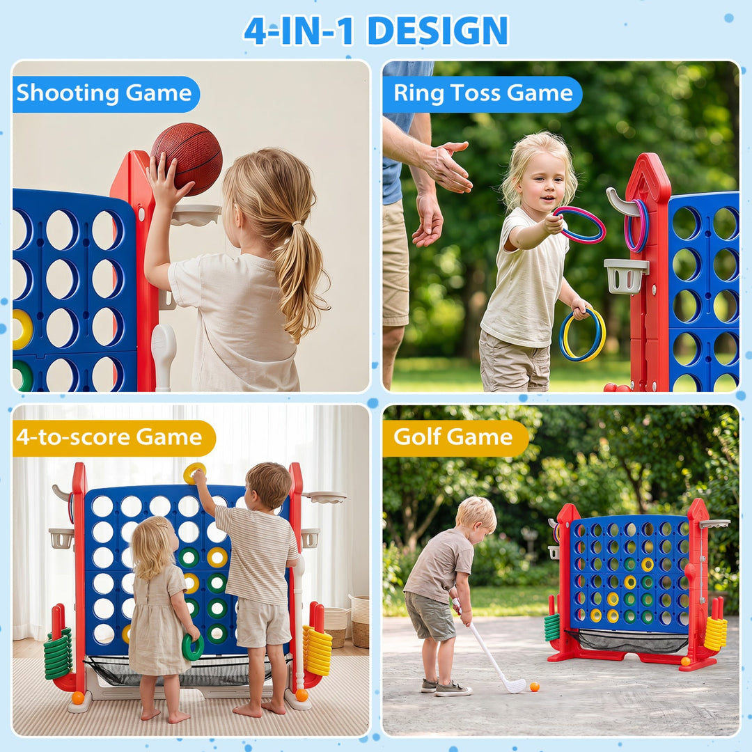 4-in-1 Adjustable Height Connect Game with Carry Bag