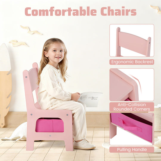 Kids Activity Table and 2 Chairs Set with Reversible Tabletop