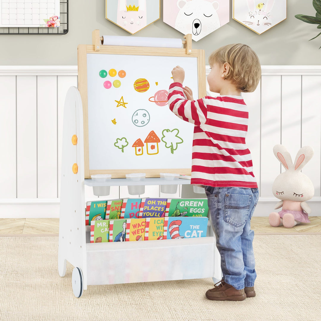 4-in-1 Toddler Activity Table Set with Magnetic Whiteboard and Chalk Board