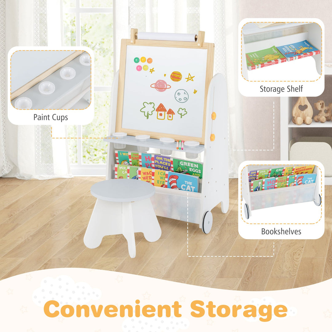 4-in-1 Toddler Activity Table Set with Magnetic Whiteboard and Chalk Board