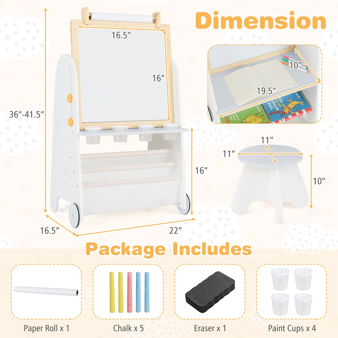4-in-1 Toddler Activity Table Set with Magnetic Whiteboard and Chalk Board