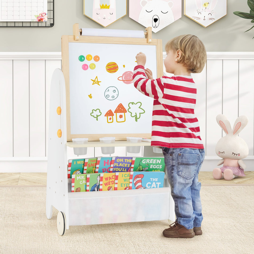 4-in-1 Toddler Activity Table Set with Magnetic Whiteboard and Chalk Board