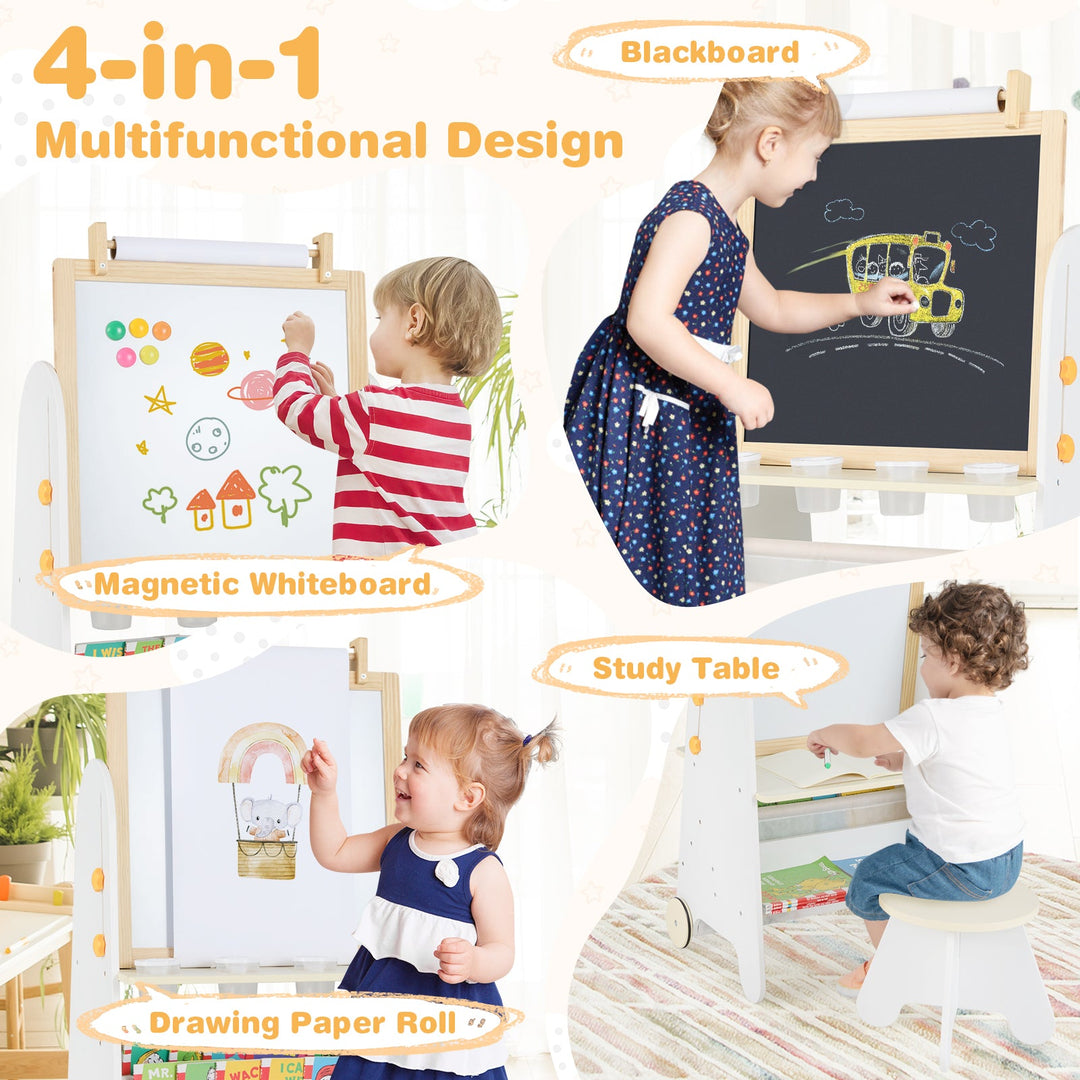 4-in-1 Toddler Activity Table Set with Magnetic Whiteboard and Chalk Board