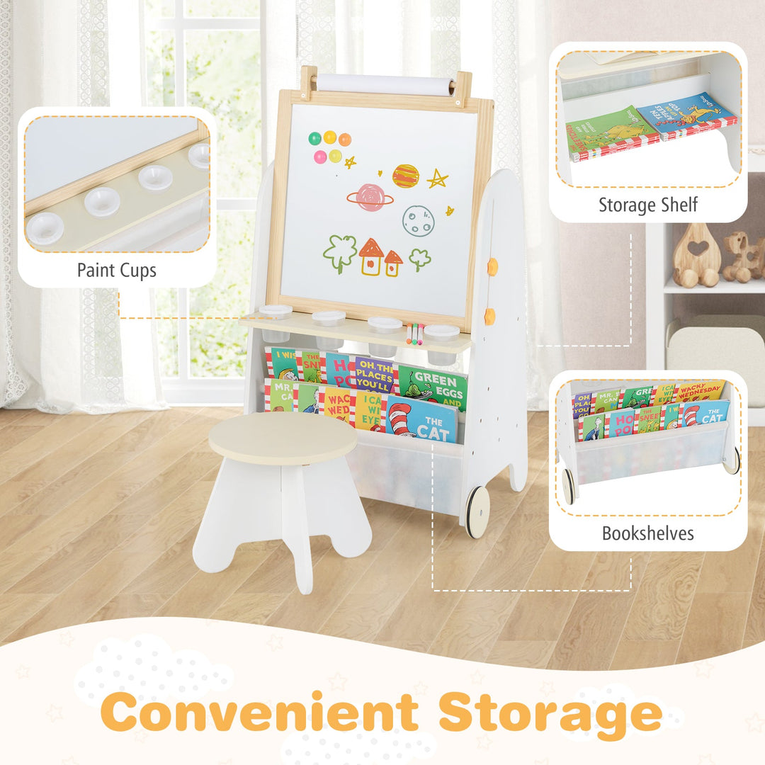 4-in-1 Toddler Activity Table Set with Magnetic Whiteboard and Chalk Board